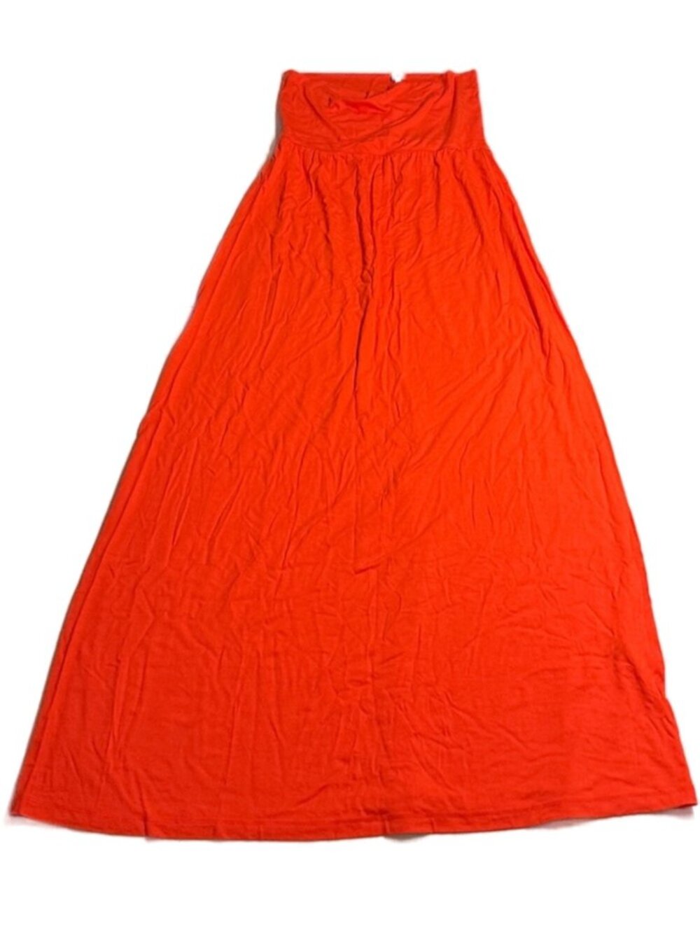 Kenar Strapless Bright Orange Maxi Skirt
